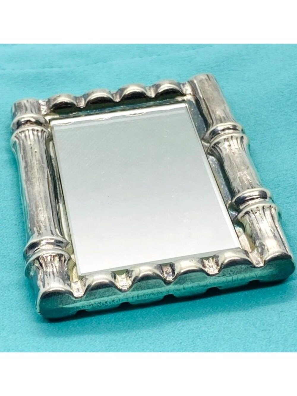 Tiffany & Co Sterling Silver 925 Compact Bamboo Hand Purse Mirror